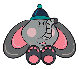 Image showing Baby elephant with cap vector or color illustration