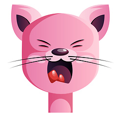 Image showing Angry pink cartoon cat vector illustartion on white background