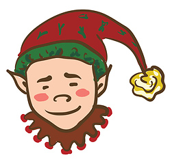 Image showing Elf in red and green costume vector or color illustration