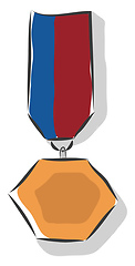 Image showing A bronze hexagonal shaped medal vector or color illustration