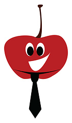 Image showing Happy cartoon tomato with black tie vector illustartion on white