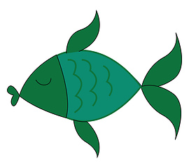 Image showing A small green fish vector or color illustration