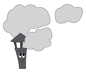 Image showing Smoke fumes passing through the chimney of a house vector or col