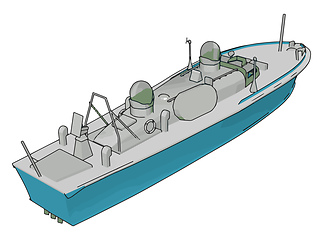 Image showing Simple vector illustration of a blue and grey navy ship white ba
