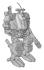 Image showing Simple vector illustration of a grey robot standing arm out