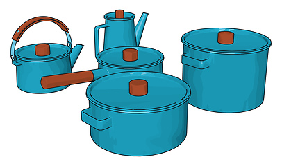 Image showing Blue colored kitchen utensils vector or color illustration