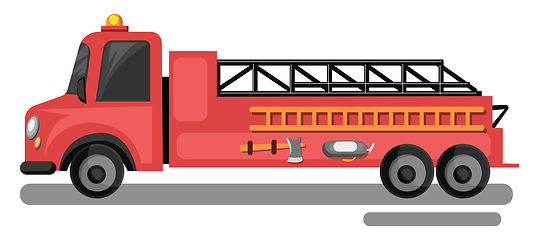 Image showing Red fire truck with yellow laders vector illustration on white b