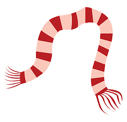 Image showing Red and pink striped knitted  scarf vector illustration on white