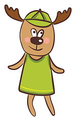 Image showing Cartoon funny happy deer vector or color illustration