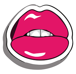 Image showing Biting red lips vector or color illustration