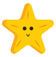 Image showing A five-pointed yellow cartoon star smiling vector or color illus