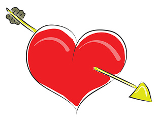 Image showing Clipart of a red heart struck with an arrow vector or color illu