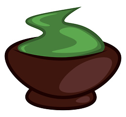 Image showing Brown-colored clay bowl with wasabi is ready to be served vector