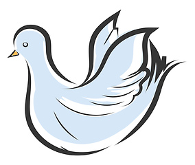 Image showing Light blue and white dove with yellow beak vector illustration o