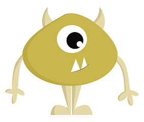 Image showing Yellow monster with one eye and horns vector illustration on whi