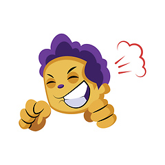 Image showing Excited yellow boy with purple hair vector sticker illustration 