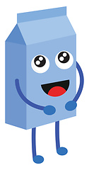 Image showing Light blue milk box with happy face vector illustration on white