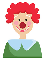 Image showing Simple vector illustration of a clown with green shirt and red c