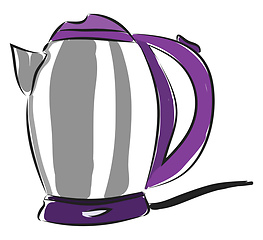 Image showing Grey and purple electric kettle vector illustration on white bac