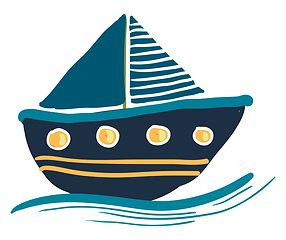 Image showing A colorful blue sailing boat vector or color illustration