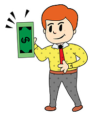 Image showing Businessman with green dollar bill vector or color illustration