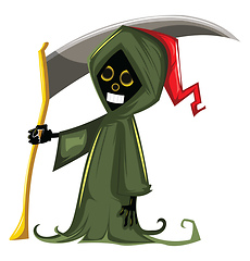 Image showing Grim reaper in green suit vector illsutration on white backgroun