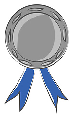 Image showing A silver cartoon medal with two blue ribbons vector or color ill