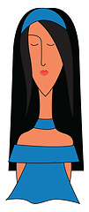 Image showing Girl in blue dress with dark hair and blue headband vector illus