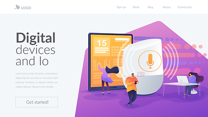 Image showing Smart speaker office controller landing page template.