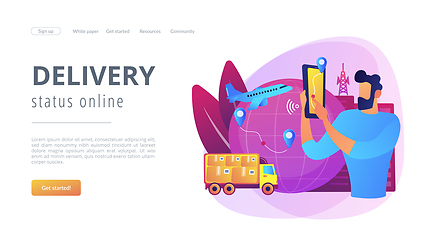 Image showing Smart delivery tracking concept landing page.