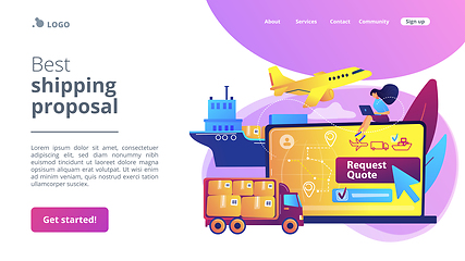 Image showing Freight quote request concept landing page