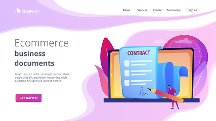 Image showing Electronic contract concept landing page