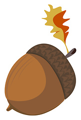 Image showing Cartoon brown acorn vector illustartion on white background