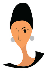 Image showing Lady with silver earrings vector or color illustration