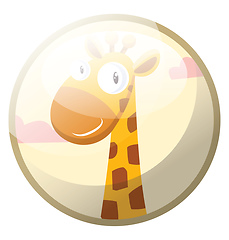 Image showing Cartoon character of a yellow giraffe with brown dots smiling ve