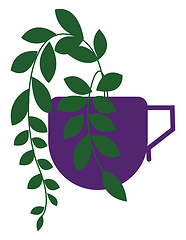 Image showing Clipart of a creepy little plant grown on a coffee cup vector or