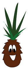 Image showing Smiling brown pineapple with green leaves vector illustration on
