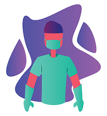 Image showing Ward boy with medical mask and gloves colorful vector illustrati