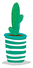 Image showing A tall cactus plant with small arms planted in a decorative pot 