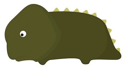 Image showing Sad green cartoon dinosaur lying down vector or color illustrati