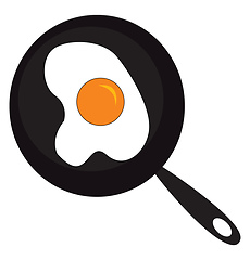 Image showing Black pan with egg inside vector illustration on white backgroun