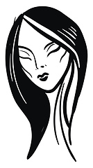 Image showing Simple black and white sketch of a girl with closed eyes  vector