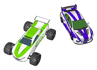Image showing Two small car picture vector or color illustration