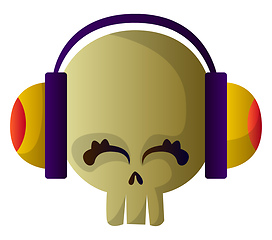 Image showing Cute caroon skull with headphones vector illustartion on white b