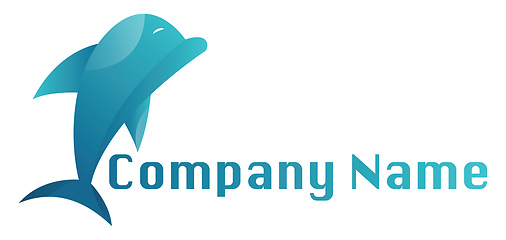 Image showing Light blue dolphin vector logo design on white background