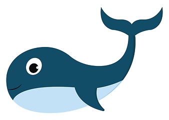 Image showing Clipart of a smiling blue-colored whale while swimming vector or