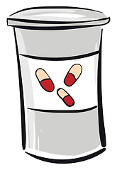 Image showing Grey bottle for medications vector illustration on white backgro