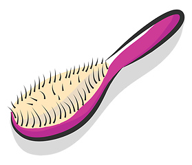 Image showing Simple vector illustration of a pink hairbrush on white bckgroun