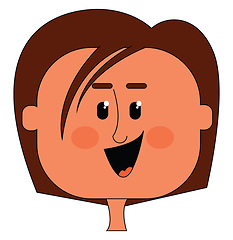 Image showing Cartoon funny happy girl\'s face vector or color illustration