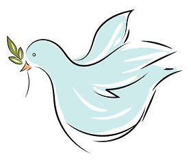 Image showing Vector illustration on white background of a light blue dove wit
